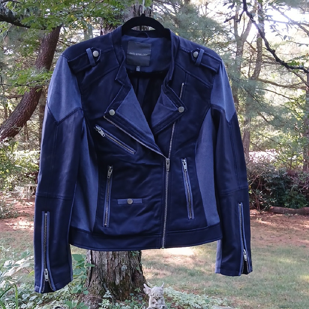 Kate & Mallory Women's Navy Vegan Leather Jacket